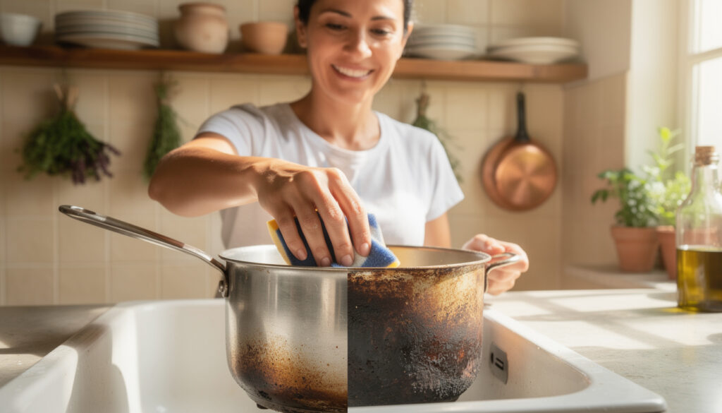 Il miglior modo per pulire le pentole incrostate senza fatica